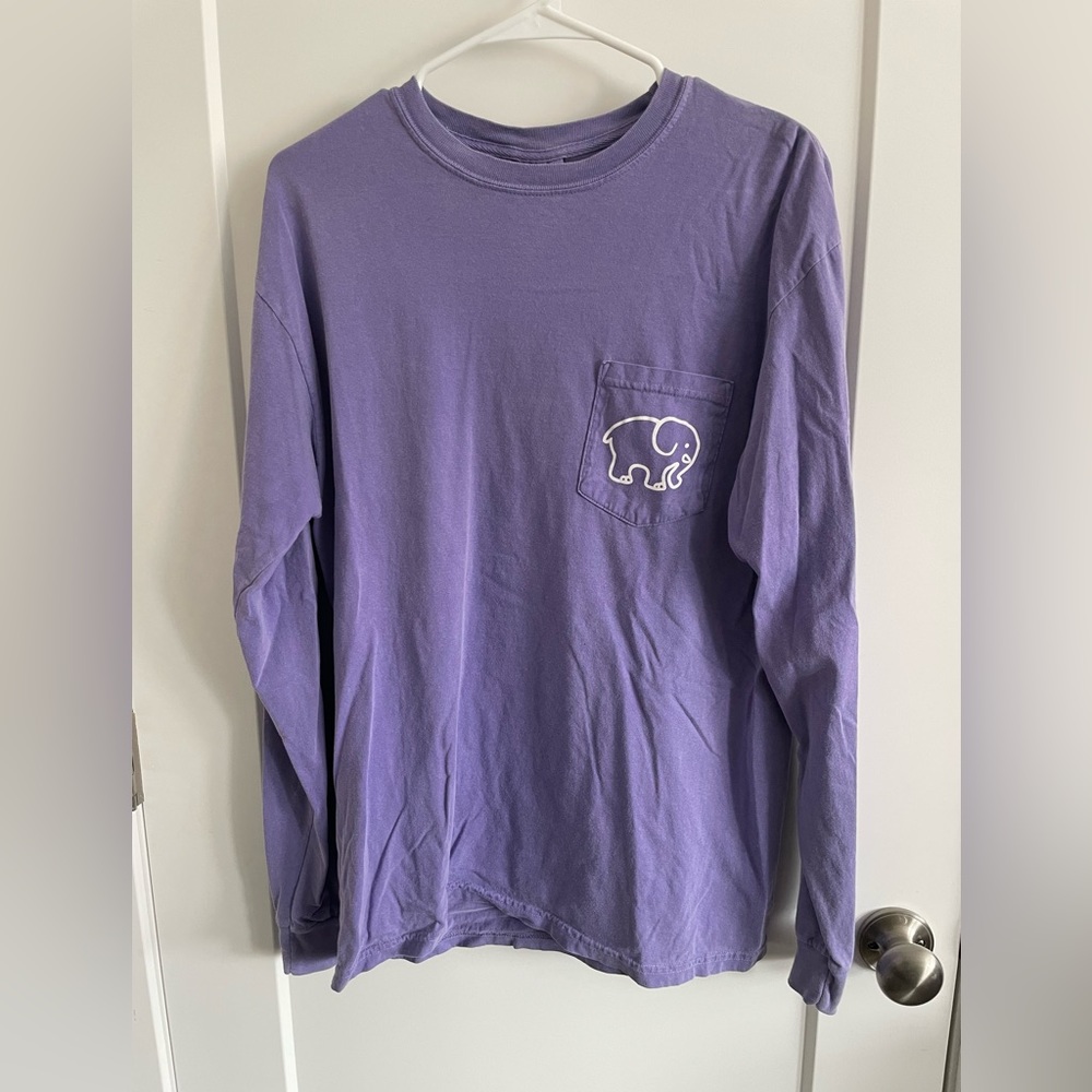 Medium Purple and White Ivory Ella Long Sleeve Shirt